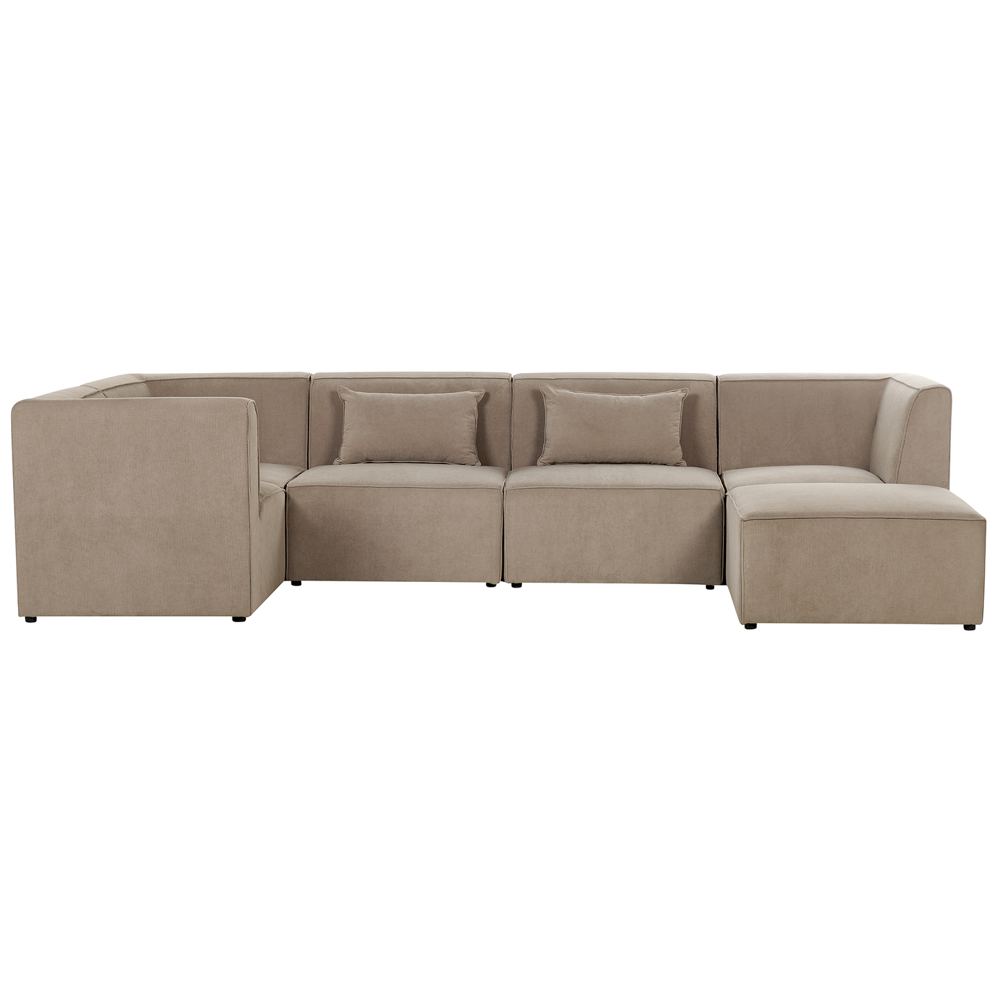 5-Sitzer Ecksofa Cord taupe rechtsseitig mit Ottomane LEMVIG