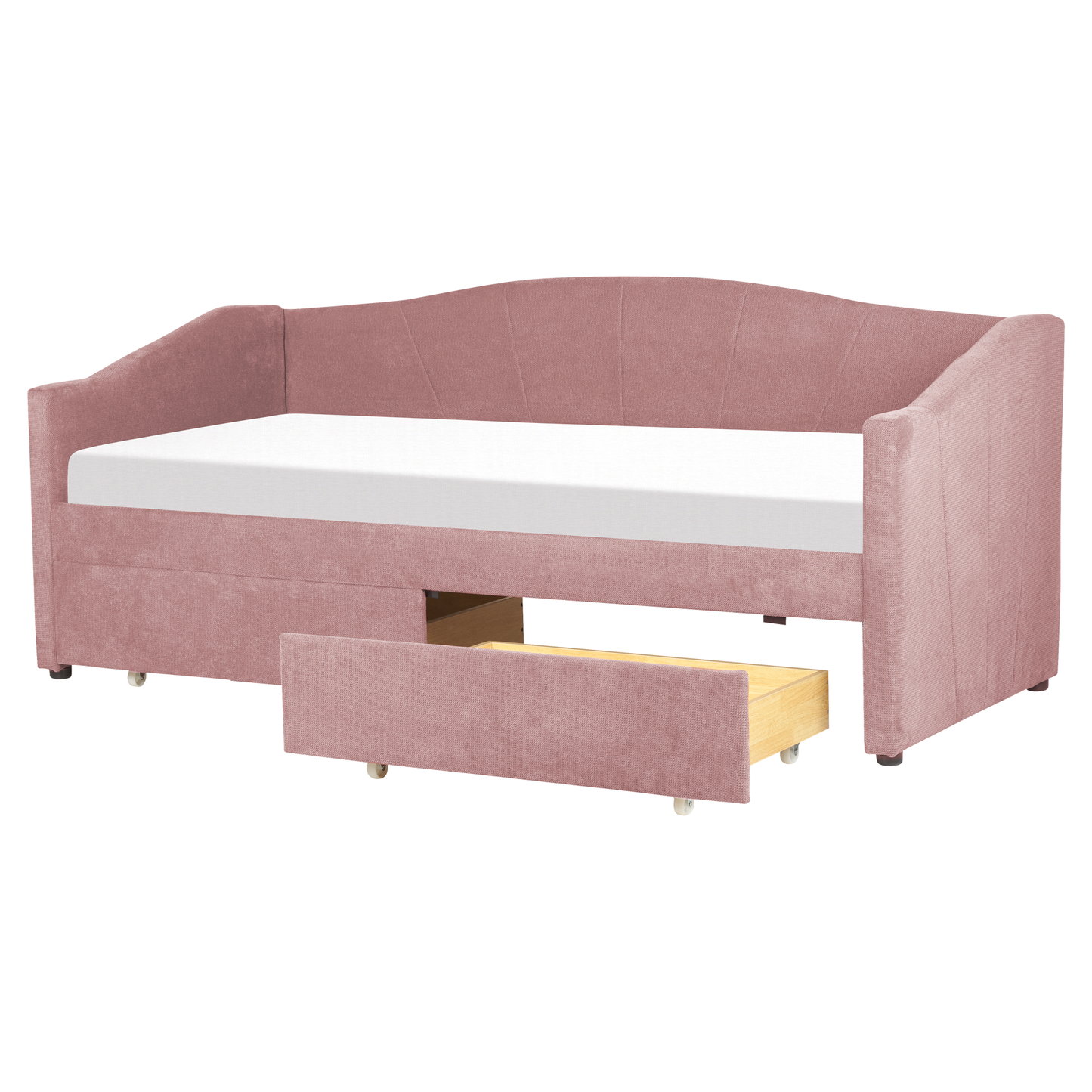 Tagesbett mit Stauraum Stoff VITTEL 90 x 200 cm Rosa