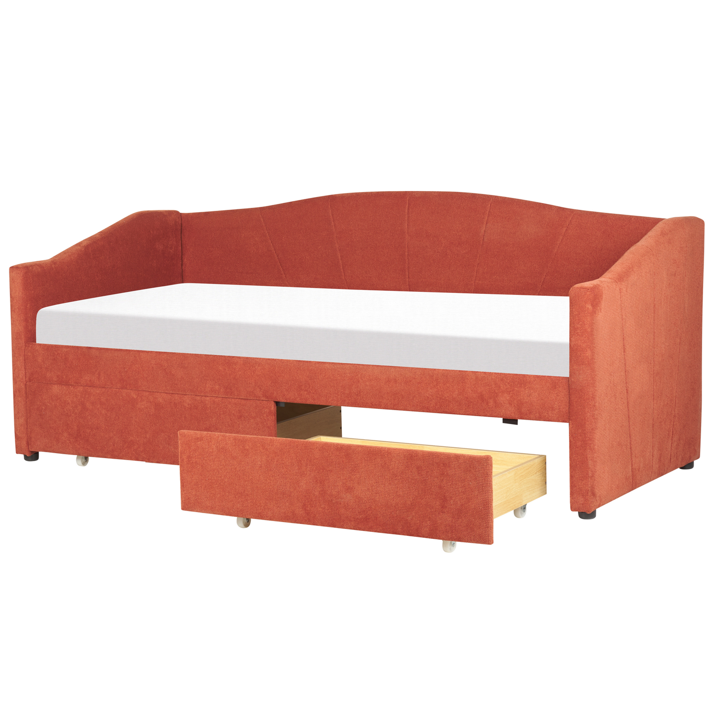 Tagesbett mit Stauraum Stoff VITTEL 90 x 200 cm Rot