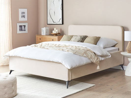 Bett mit Lattenrost Cord VALOGNES 160 x 200 cm Hellbeige