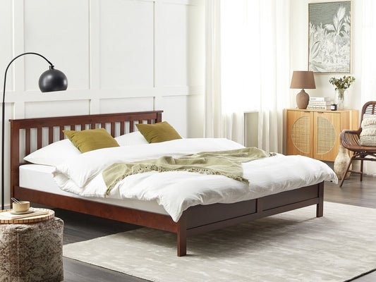 Bett mit Lattenrost Kiefernholz MAYENNE 180 x 200 cm Dunkelbraun