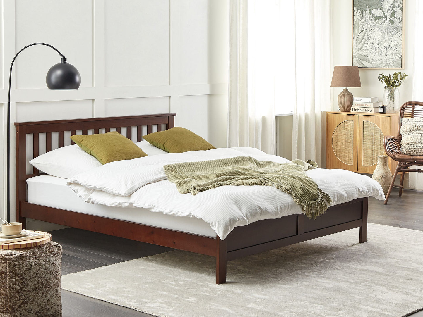Bett mit Lattenrost Kiefernholz MAYENNE 160 x 200 cm Dunkelbraun