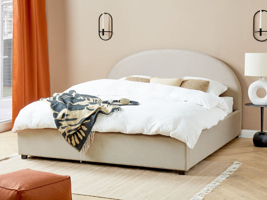 Bett mit Stauraum Stoff VAUCLUSE 180 x 200 cm Hellbeige