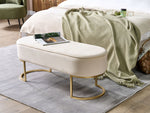 Bettbank Samtstoff cremefarben goldenes Gestell 104 cm MILRY