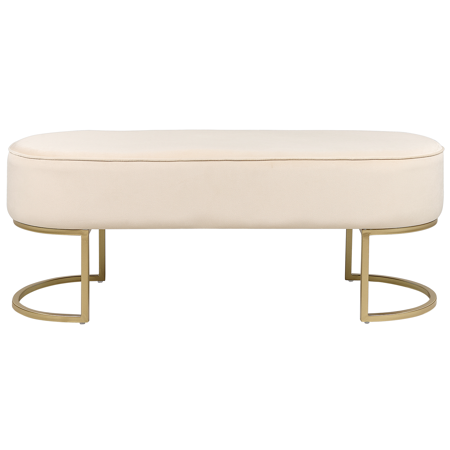 Bettbank Samtstoff cremefarben goldenes Gestell 104 cm MILRY