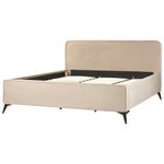 Bett mit Lattenrost Samtstoff VALOGNES 180 x 200 cm Taupe