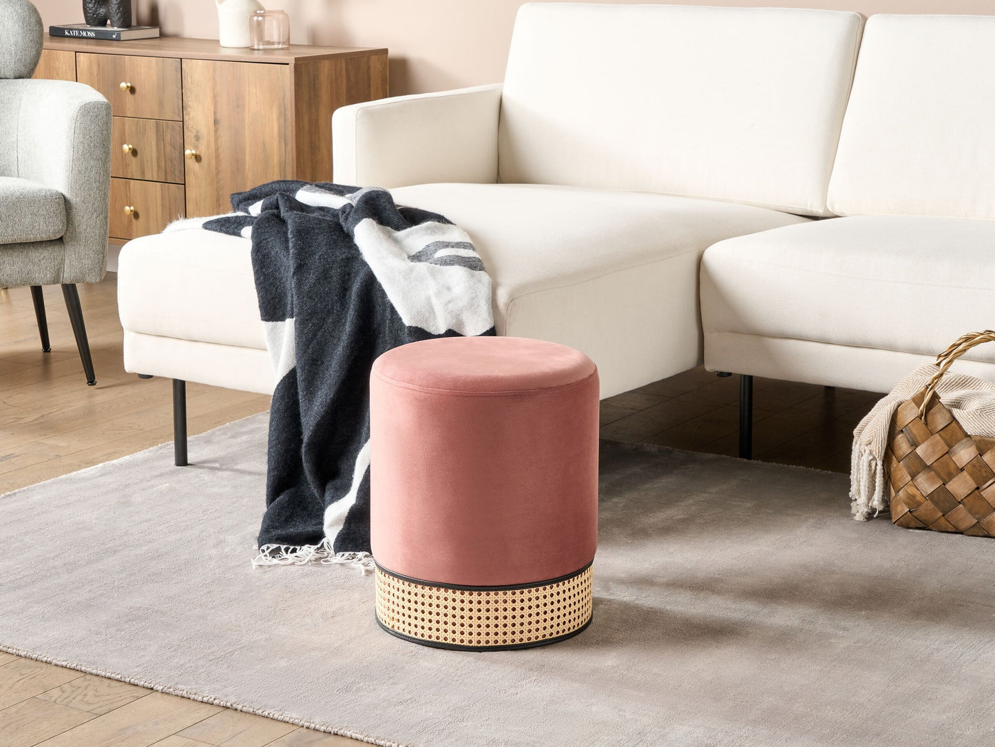 Pouf Samtstoff rosa ⌀ 35 cm rund YANKTON