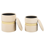 Pouf mit Stauraum Samtstoff creme 2er Set MEDFORD