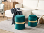 Pouf mit Stauraum Samtstoff blaugrün 2er Set MEDFORD