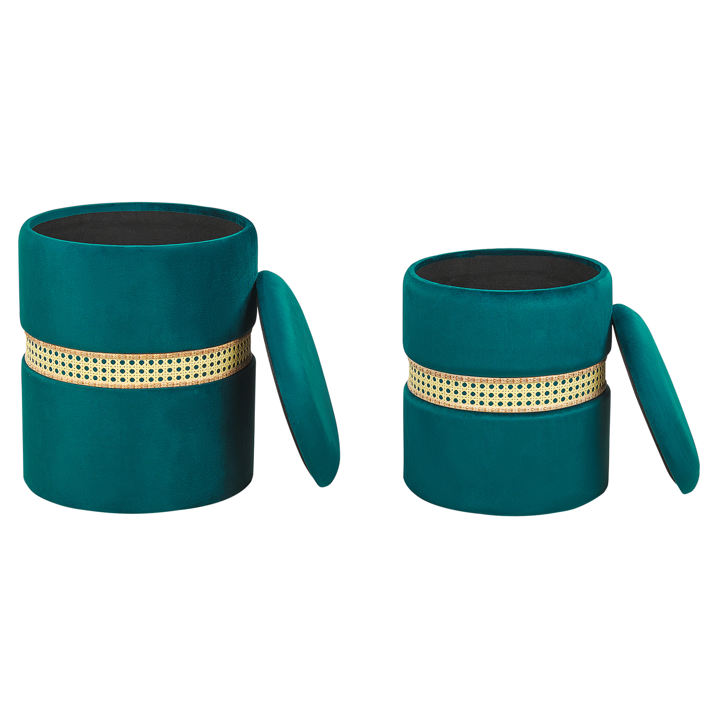 Pouf mit Stauraum Samtstoff blaugrün 2er Set MEDFORD