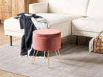 Pouf mit Stauraum Samtstoff rosa / gold SILAS