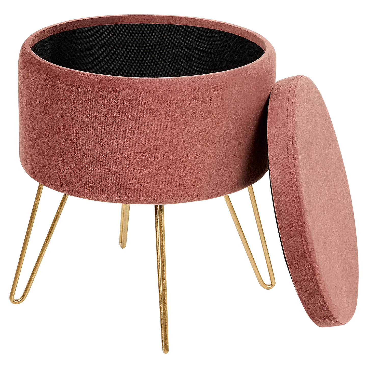 Pouf mit Stauraum Samtstoff rosa / gold SILAS