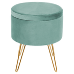 Pouf mit Stauraum Samtstoff mintgrün / gold SILAS