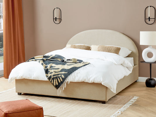 Bett mit Stauraum Stoff VAUCLUSE 160 x 200 cm Sandbeige