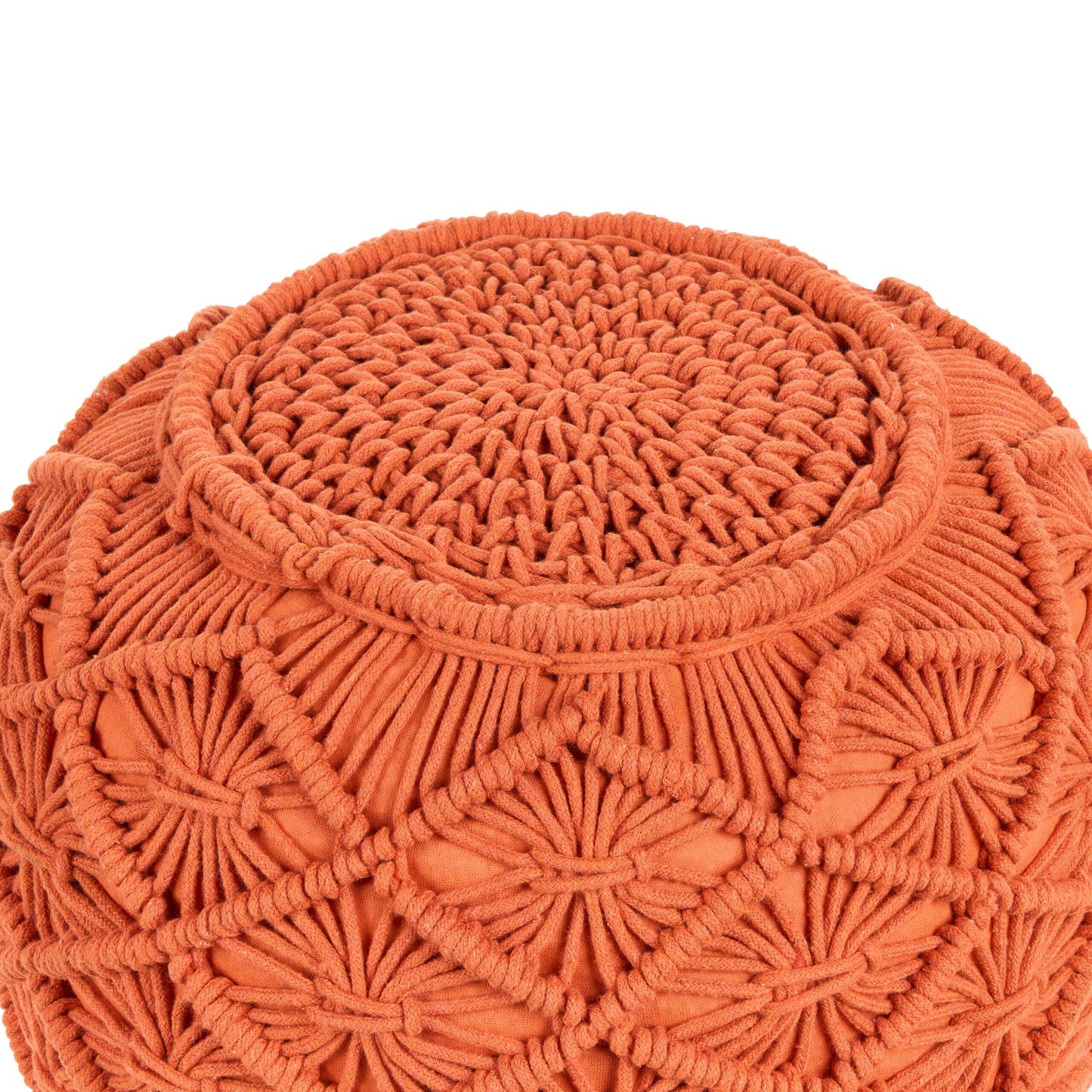 Pouf Makramee Baumwolle orange ⌀ 40 cm BERKANE