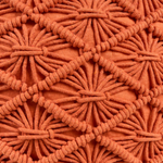 Pouf Makramee Baumwolle orange ⌀ 40 cm BERKANE