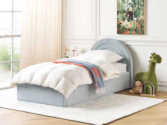 Kinderbett mit Stauraum Samtstoff ANET 90 x 200 cm Hellblau