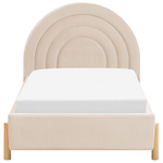 Polsterbett Samtstoff beige Lattenrost 90 x 200 cm ANET