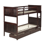 Hochbett mit Schubladen Kiefernholz ALBON 90 x 200 cm Dunkelbraun