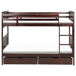 Hochbett mit Schubladen Kiefernholz ALBON 90 x 200 cm Dunkelbraun