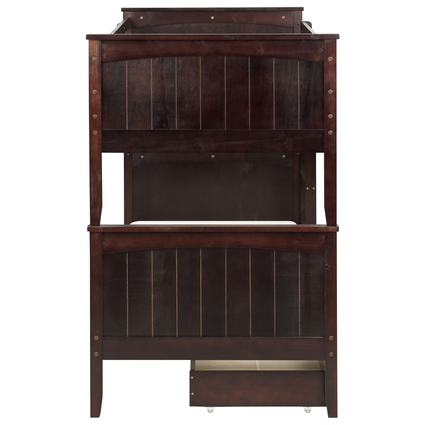 Hochbett mit Schubladen Kiefernholz ALBON 90 x 200 cm Dunkelbraun