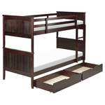 Hochbett mit Schubladen Kiefernholz ALBON 90 x 200 cm Dunkelbraun