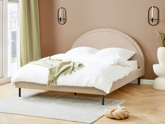 Bett mit Lattenrost Bouclé MARGUT 160 x 200 cm Beige