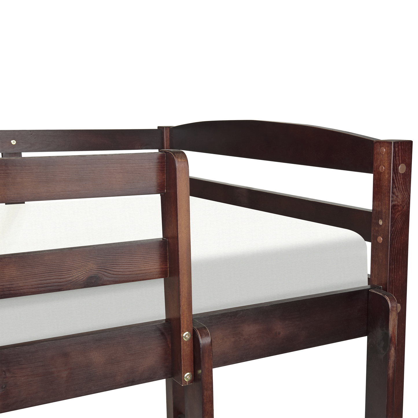Hochbett Kiefernholz REGAT 90 x 200 cm Dunkelbraun