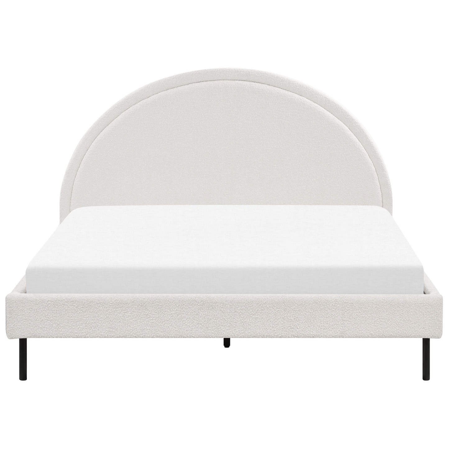 Bett mit Lattenrost Bouclé MARGUT 160 x 200 cm Weiss