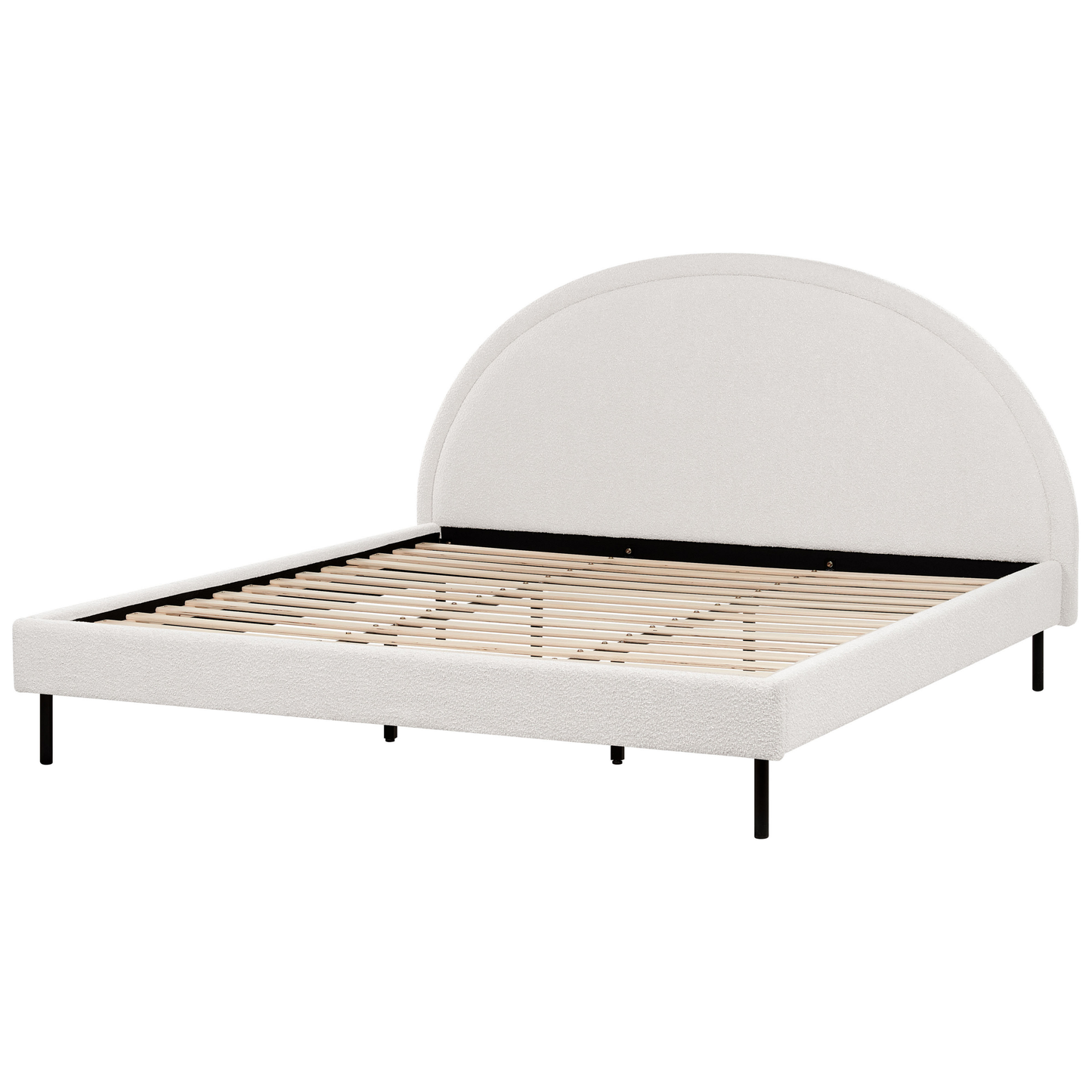 Bett mit Lattenrost Bouclé MARGUT 180 x 200 cm Weiss
