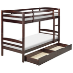 Hochbett mit Schubladen Kiefernholz REGAT 90 x 200 cm Dunkelbraun