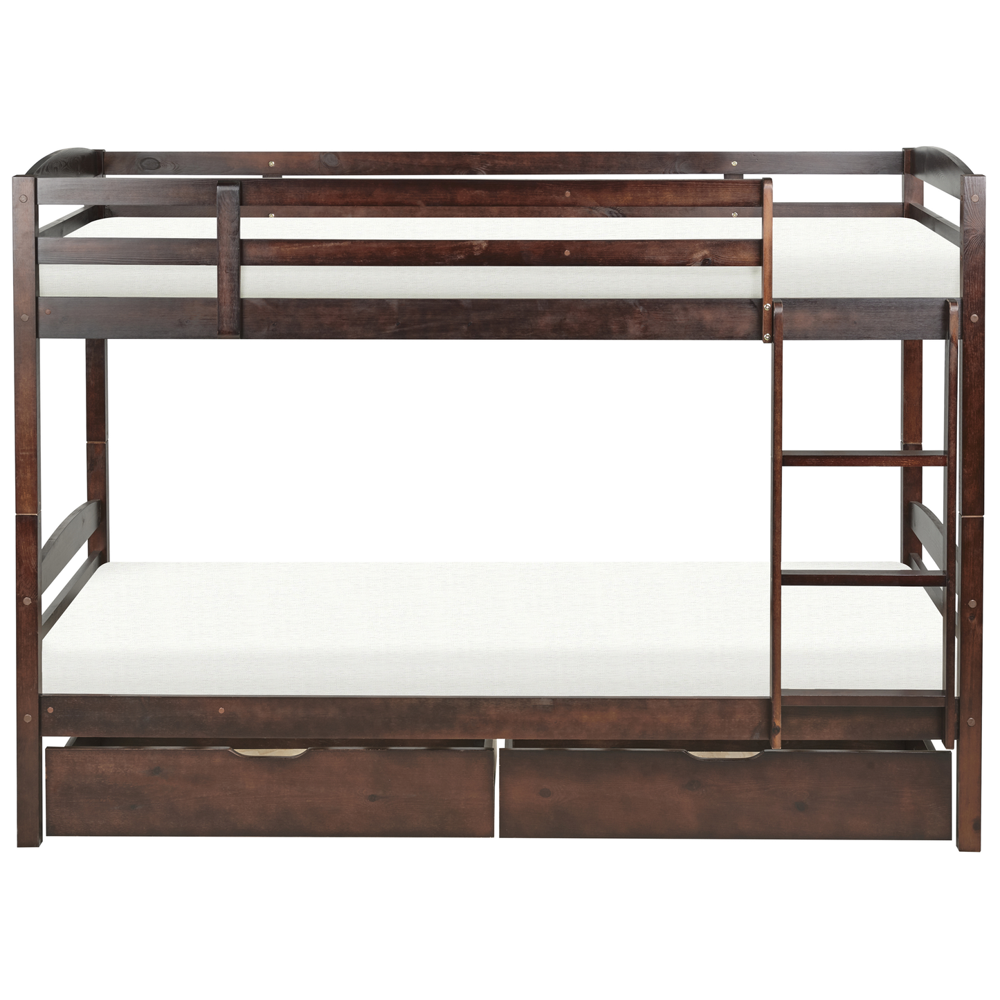 Hochbett mit Schubladen Kiefernholz REGAT 90 x 200 cm Dunkelbraun