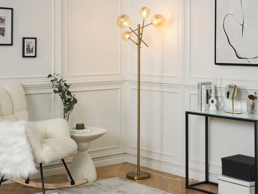 Stehlampe Rauchglas gold 4-flammig 157 cm Kugelform TAMESI