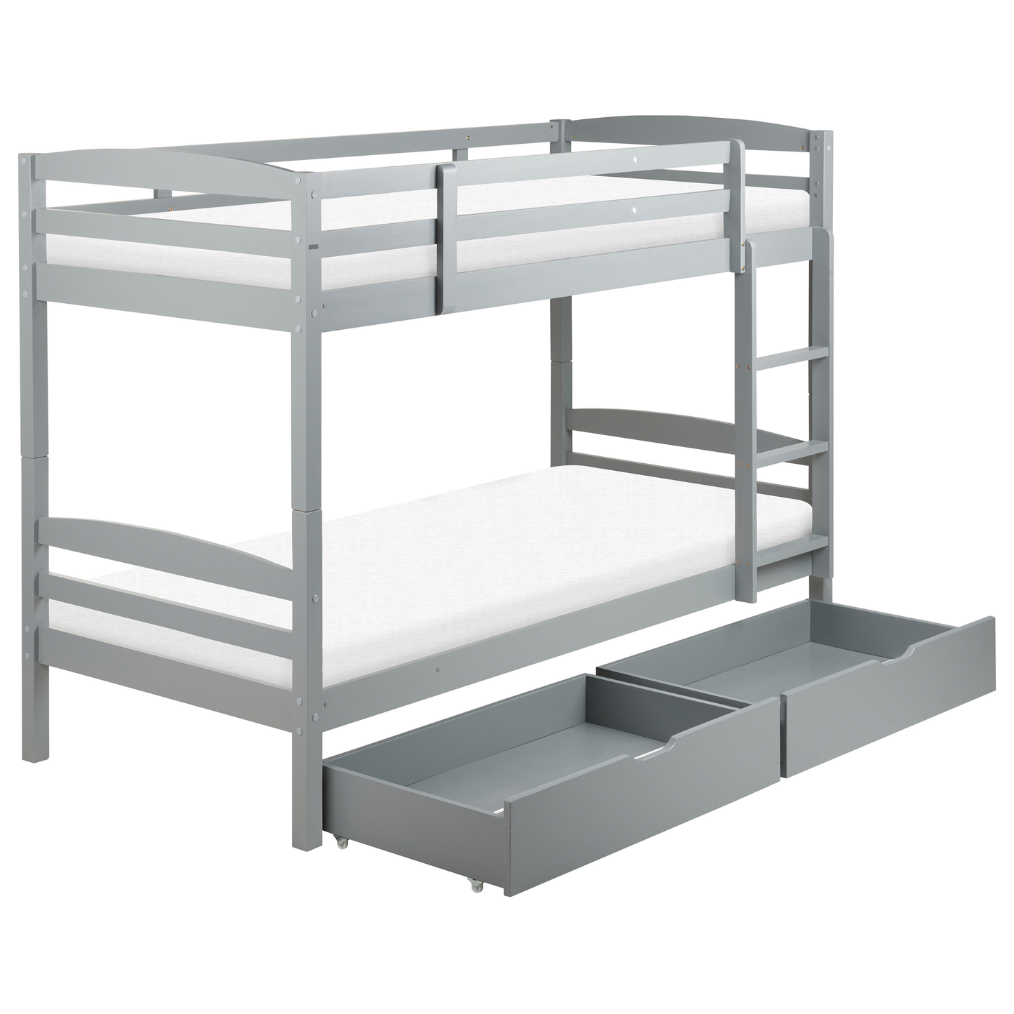 Hochbett mit Schubladen Kiefernholz REGAT 90 x 200 cm Grau
