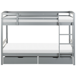Hochbett mit Schubladen Kiefernholz REGAT 90 x 200 cm Grau