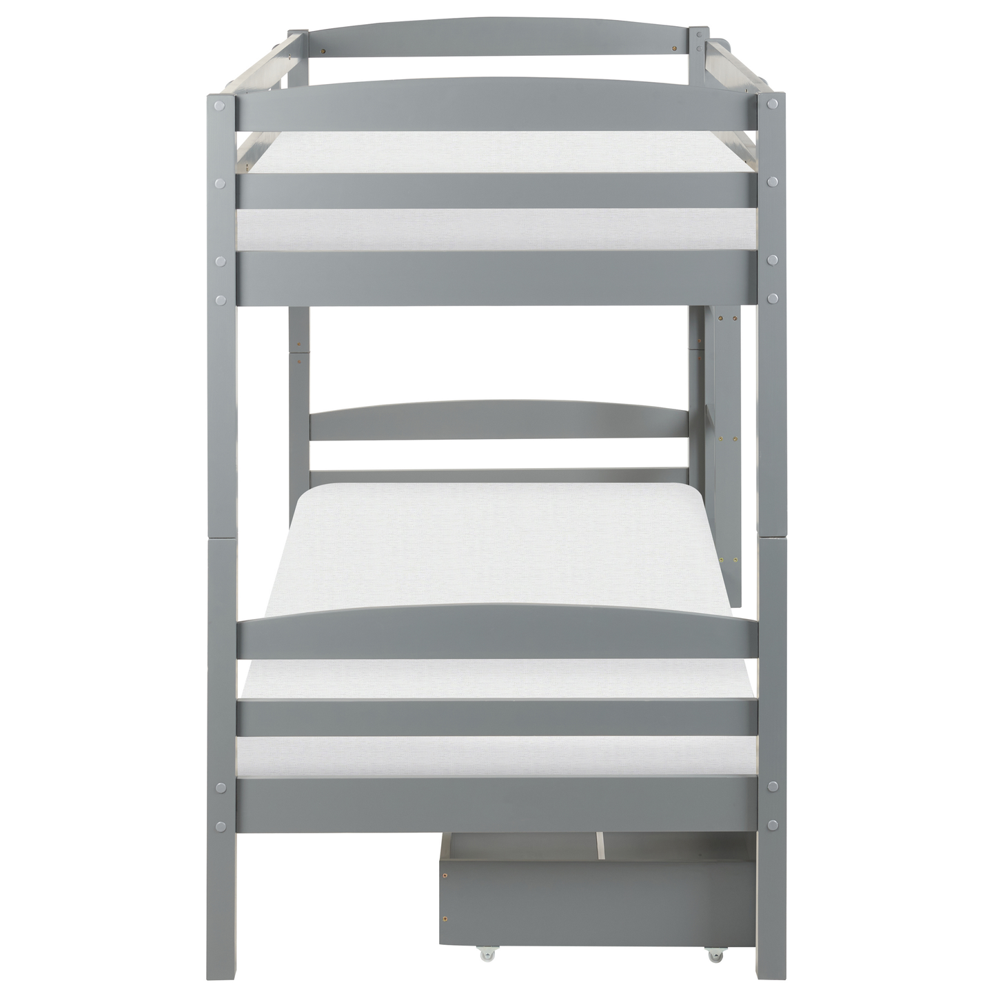 Hochbett mit Schubladen Kiefernholz REGAT 90 x 200 cm Grau