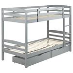 Hochbett mit Schubladen Kiefernholz REGAT 90 x 200 cm Grau