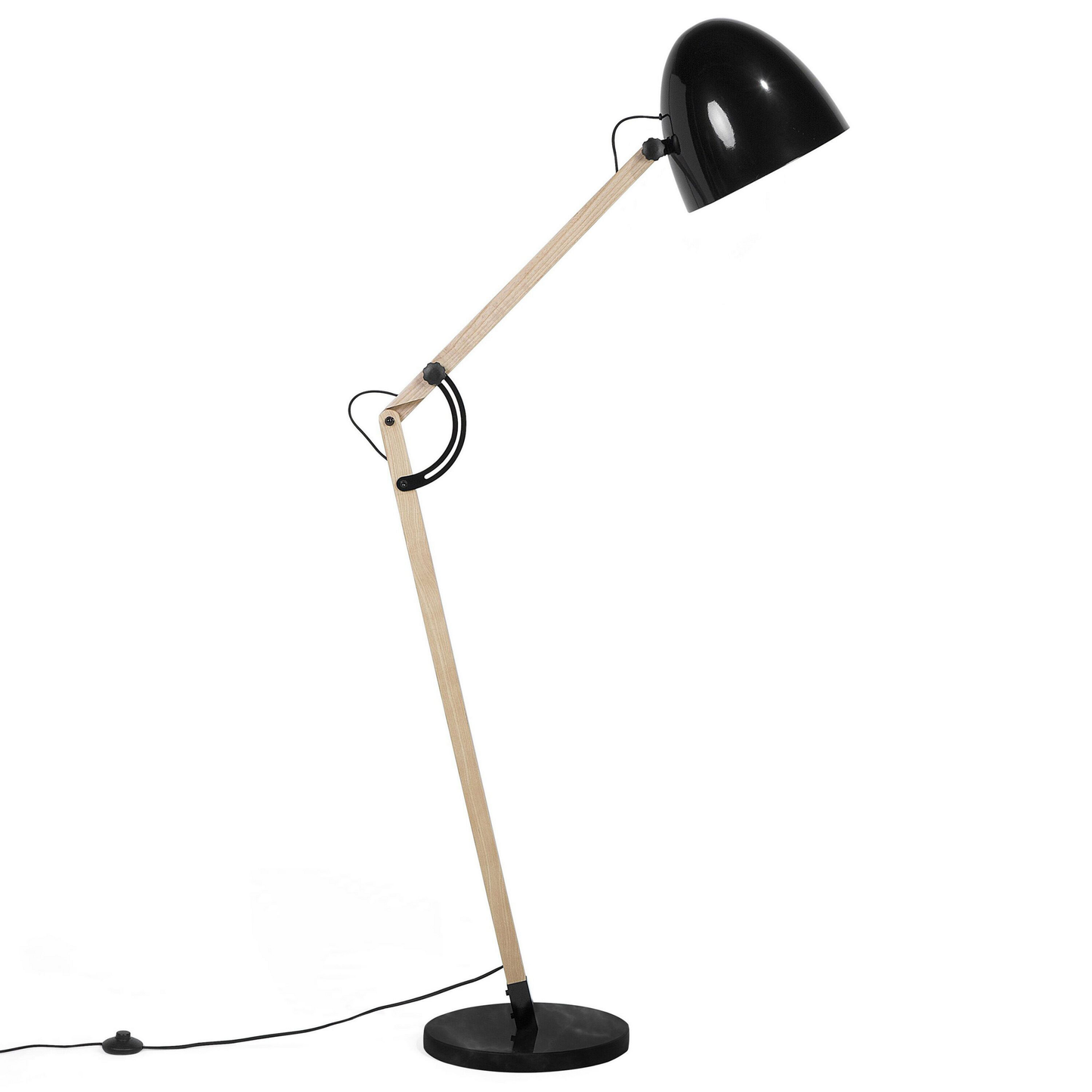 Stehlampe HETTON verstellbar Holz Schwarz