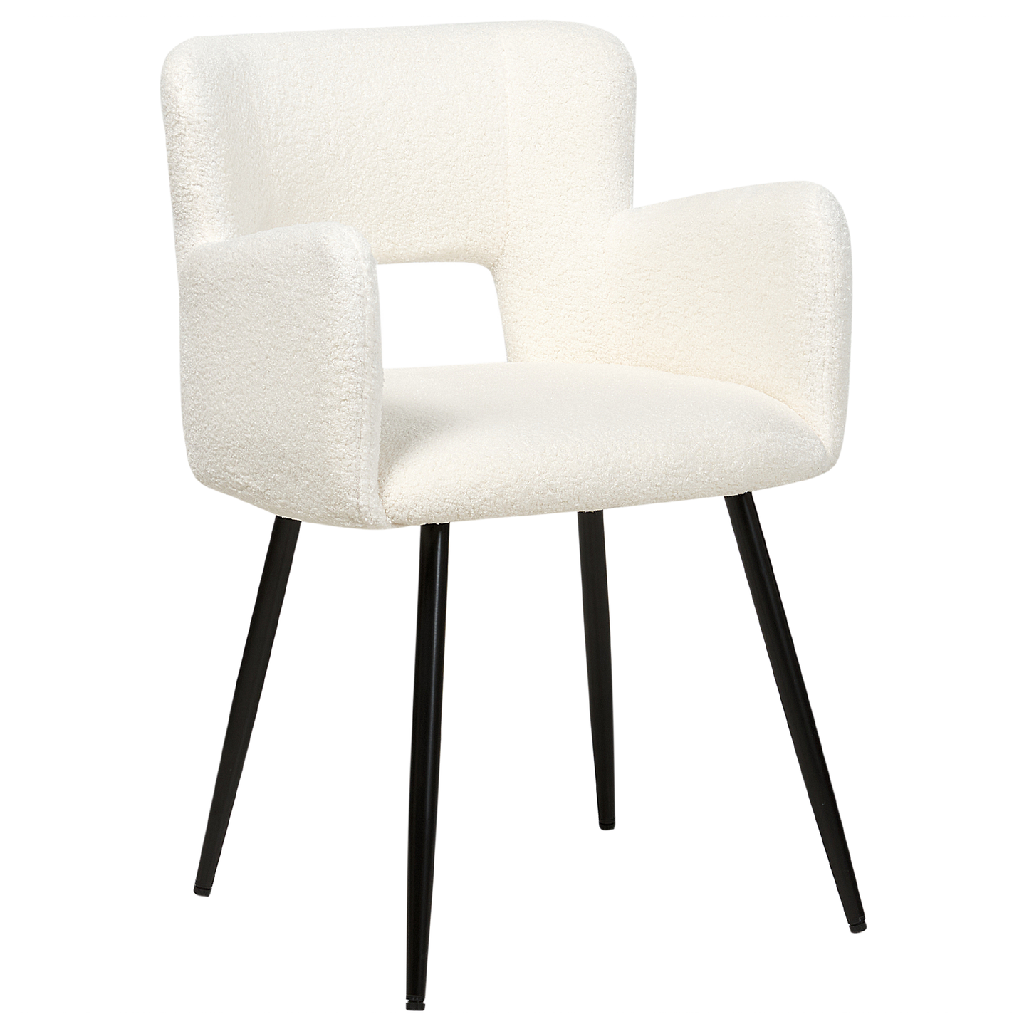 Esszimmerstuhl 2er Set SANILAC Bouclé Weiss