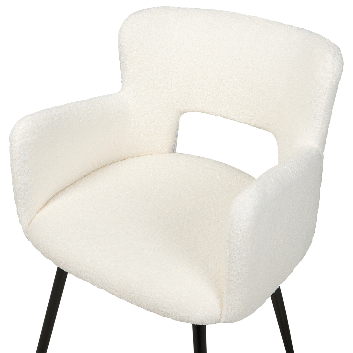 Esszimmerstuhl 2er Set SANILAC Bouclé Weiss