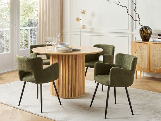 Esszimmerstuhl 2er Set Bouclé Dunkelgrün SANILAC