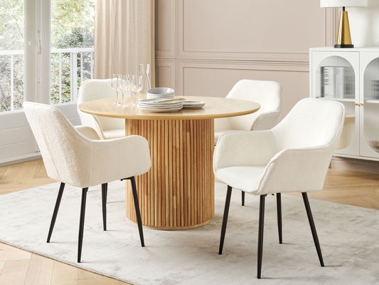 Esszimmerstuhl 2er Set ALDEN II Bouclé Weiss