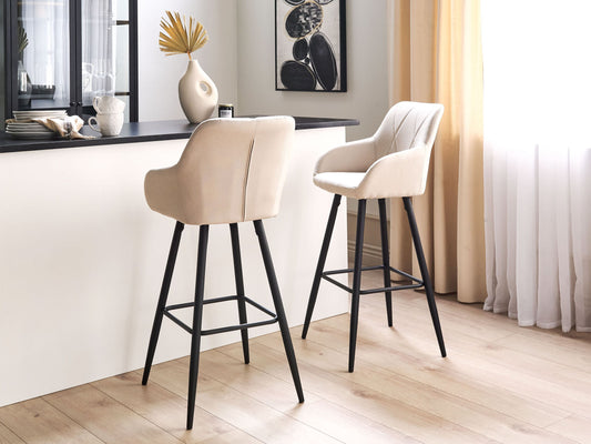 Set mit 2 Barstühlen DARIEN Hellbeige