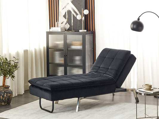 Chaiselongue Samtstoff schwarz verstellbar LOIRET