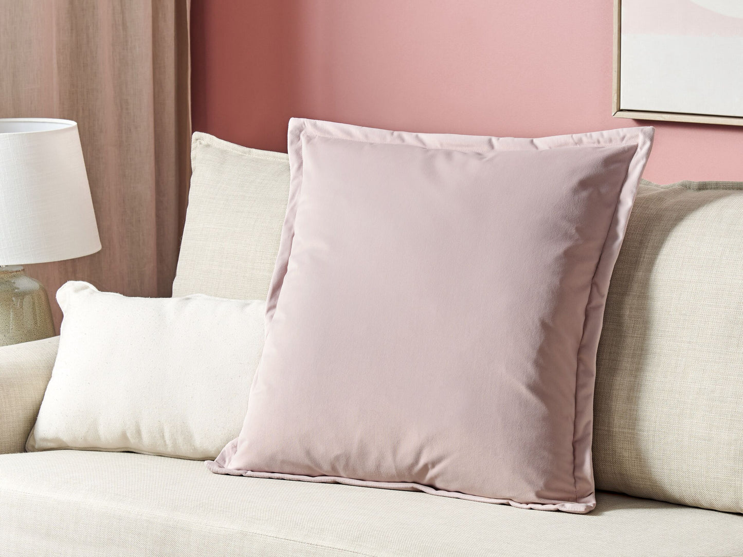 Dekokissen EUSTOMA Samtstoff 60 x 60 cm Rosa Ohne Muster