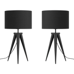 Tischlampe Metall schwarz 55 cm 2er Set STILETTO