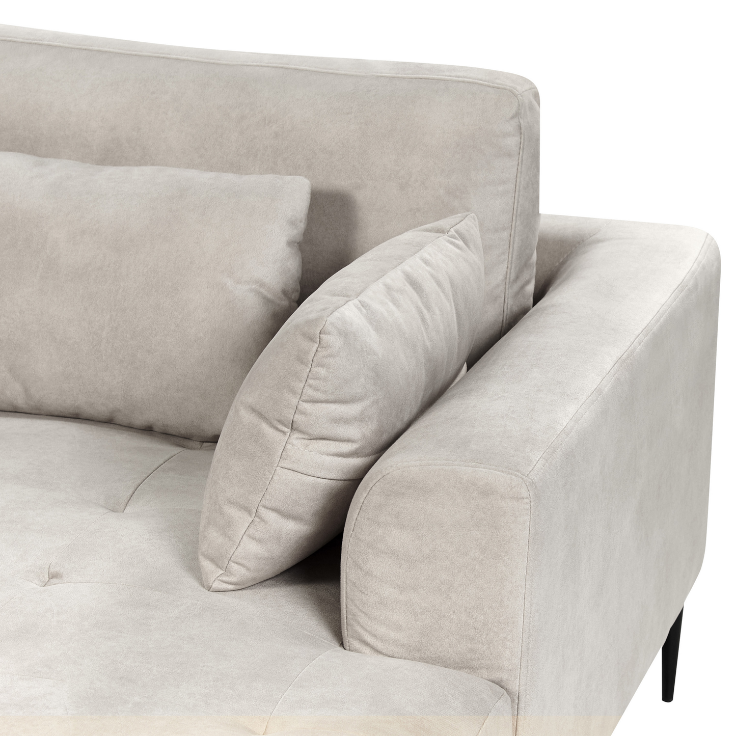3-Sitzer Ecksofa Samtstoff hellgrau linksseitig FLAM