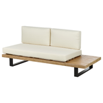 Garten Ecksofa mit Tisch 5-Sitzer MYKONOS rechtsseitig zertifiziertes Akazienholz Cremeweiss