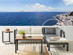 Lounge Set Kunstholz schwarz 5-Sitzer Auflagen beige mit zusätzlichen Bezügen grau MESSINA