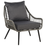 Bistro Set inkl. Kissen LAURETO Polyrattan Grau